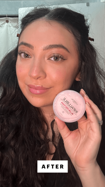 A selfie of Allure commerce editor Madison San Miguel after applying the L'Oral Paris Infallible BlurFection Loose...